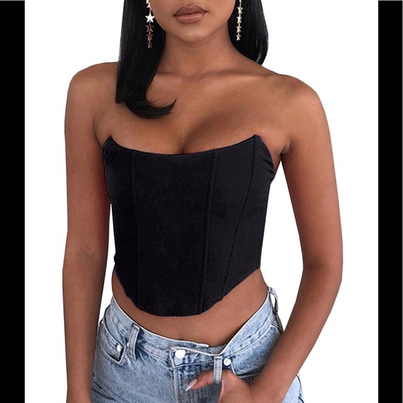 BUSTIERS CORSETS STRAPLESS OFF SHOULDER TANK VEST SEXY CLUBWEAR CROP TOPS - Picture 2 of 8